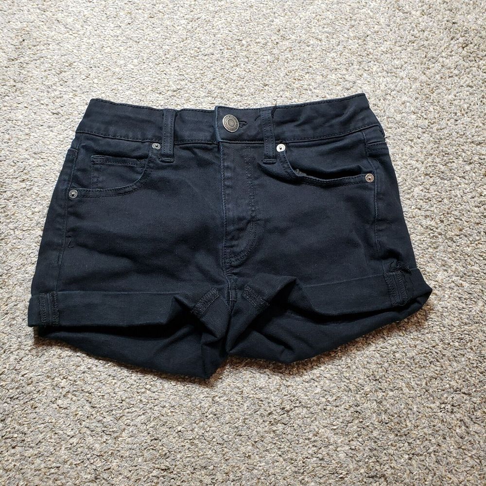 American Eagle Shorts Womens 4 Black Hi Rise Shortie